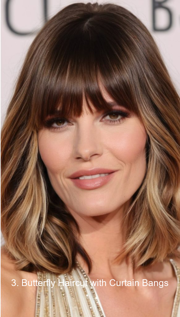 3. Butterfly Haircut with Curtain Bangs