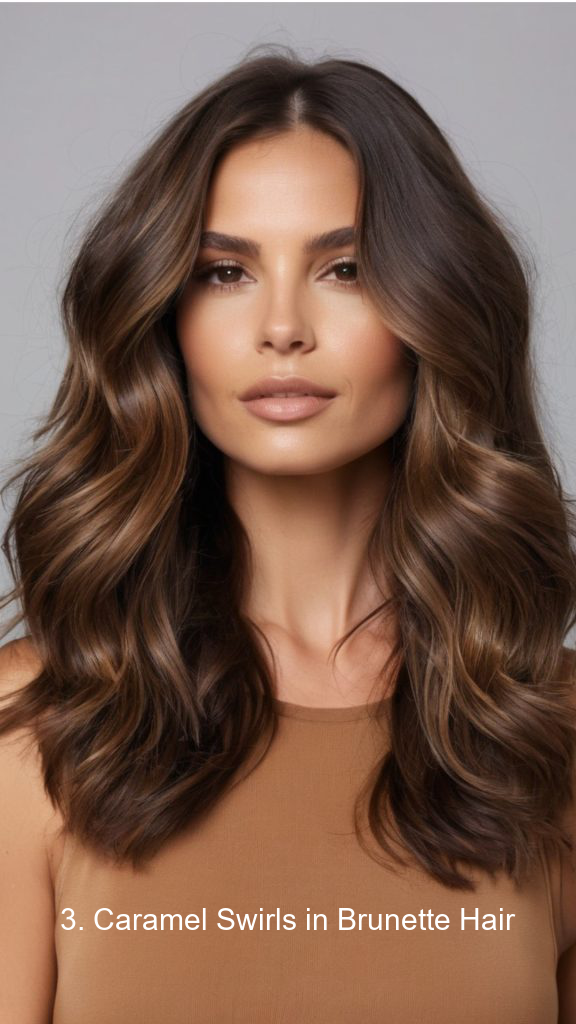 3. Caramel Swirls in Brunette Hair