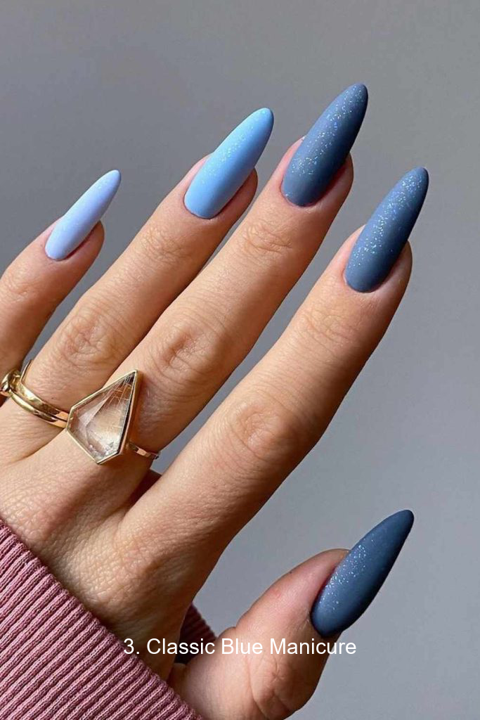 3. Classic Blue Manicure