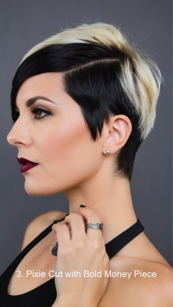 3. Pixie Cut with Bold Money Piece