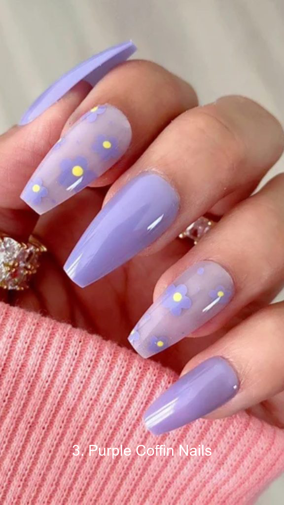 3. Purple Coffin Nails
