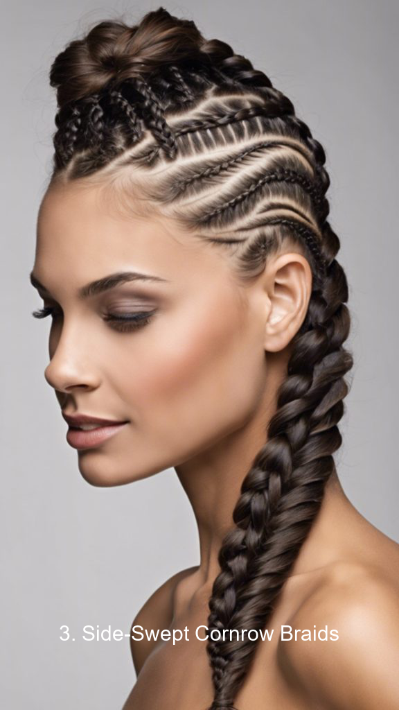 3. Side-Swept Cornrow Braids