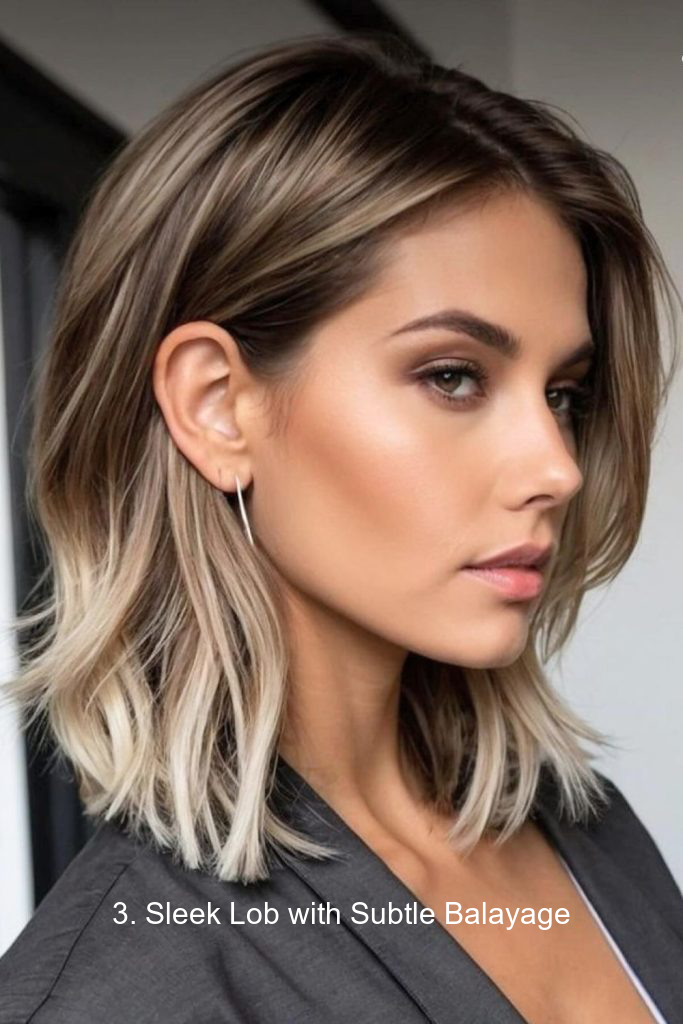 3. Sleek Lob with Subtle Balayage