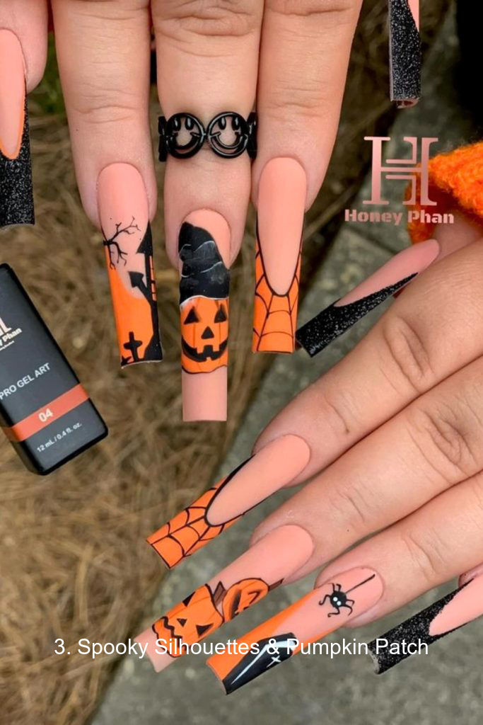 3. Spooky Silhouettes & Pumpkin Patch