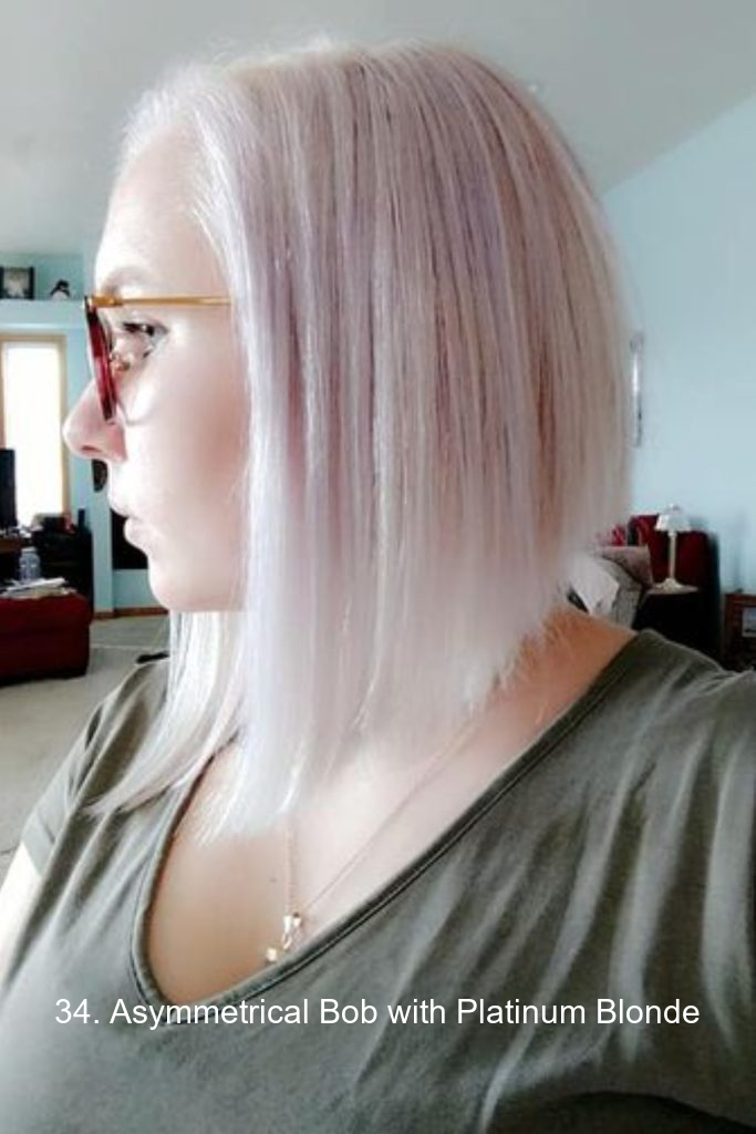 34. Asymmetrical Bob with Platinum Blonde