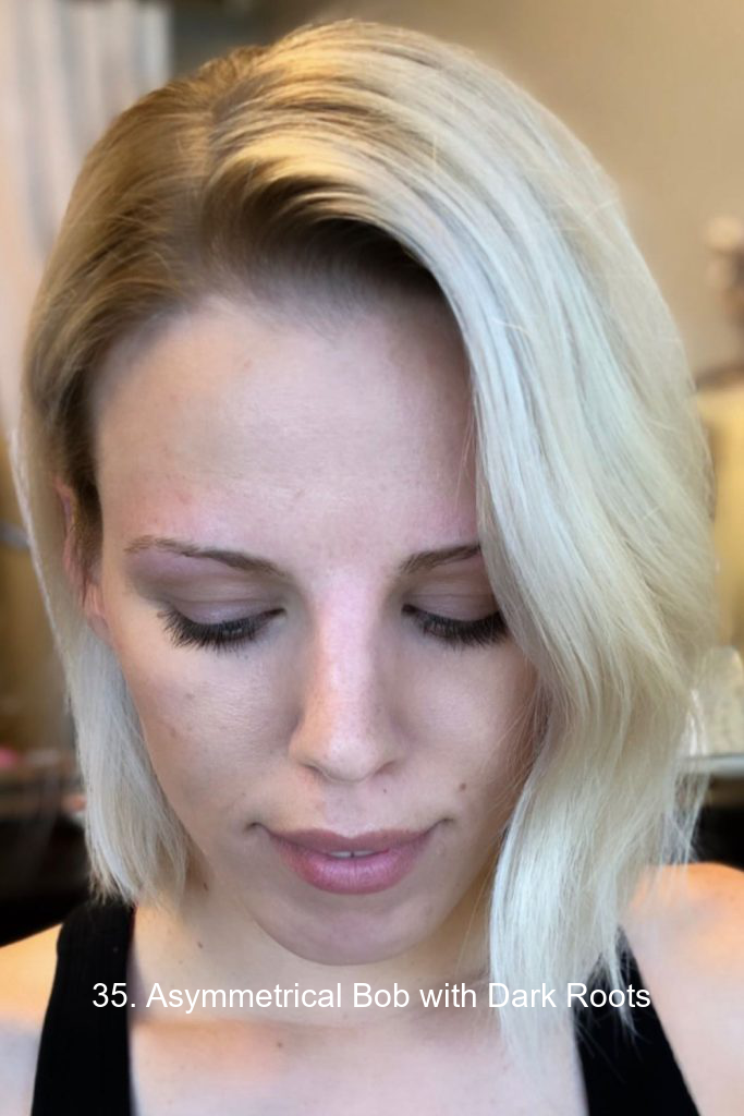 35. Asymmetrical Bob with Dark Roots