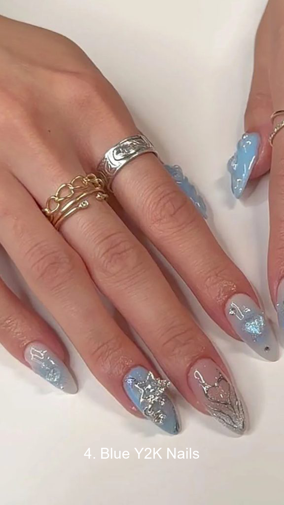 4. Blue Y2K Nails