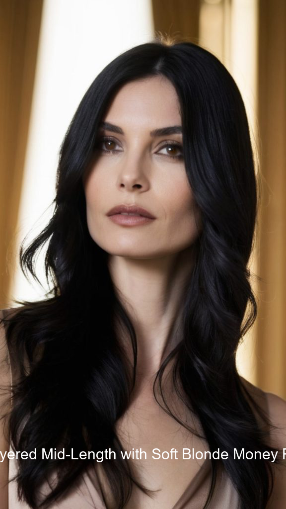 4. Layered Mid-Length with Soft Blonde Money Piece