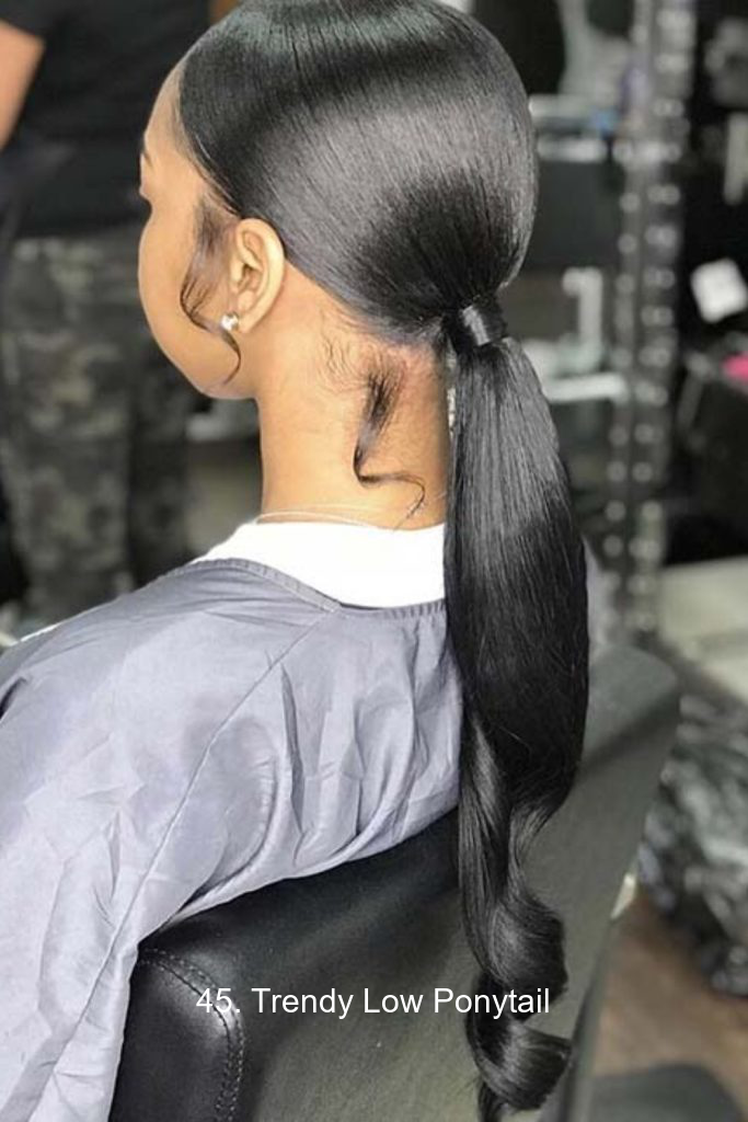 45. Trendy Low Ponytail