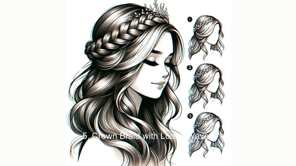 5. Crown Braid with Loose Waves