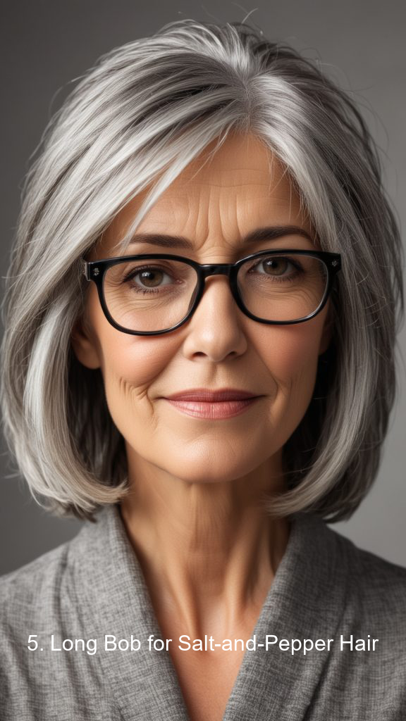 5. Long Bob for Salt-and-Pepper Hair