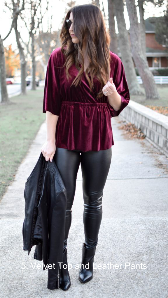 5. Velvet Top and Leather Pants