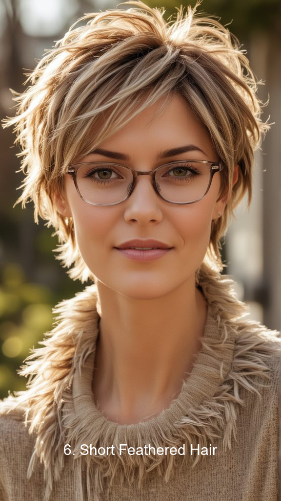 6. Short Feathered Hair