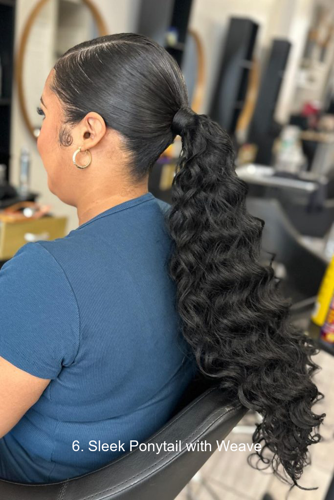 6. Sleek Ponytail with Weave