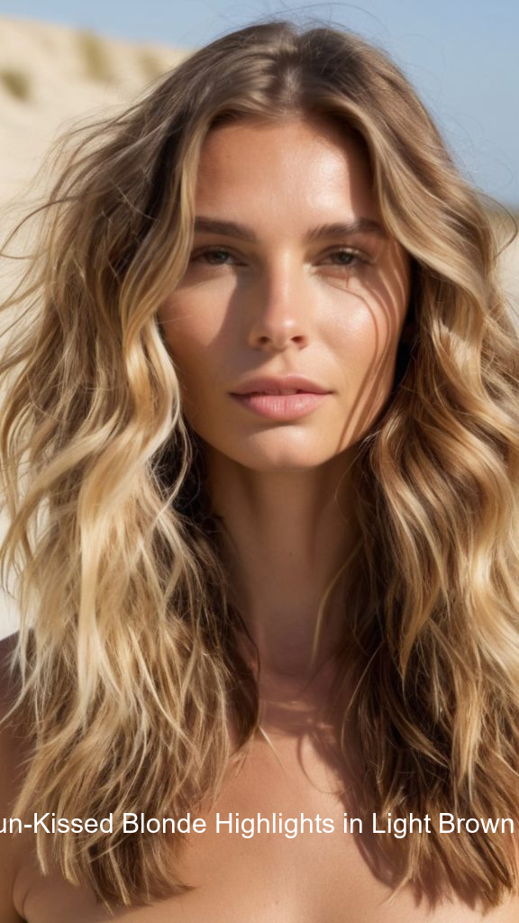 6. Sun-Kissed Blonde Highlights in Light Brown Hair