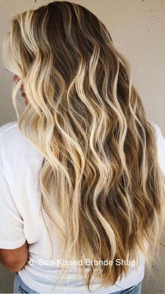 6. Sun-Kissed Bronde Shag
