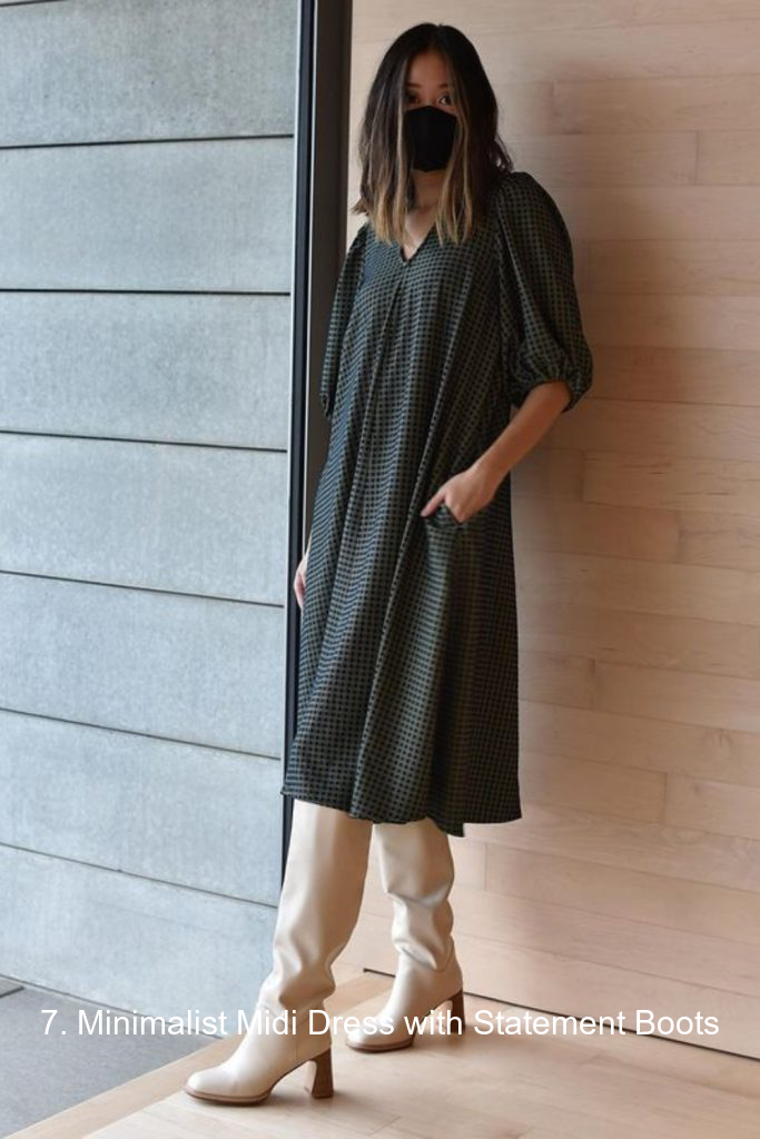 7. Minimalist Midi Dress with Statement Boots