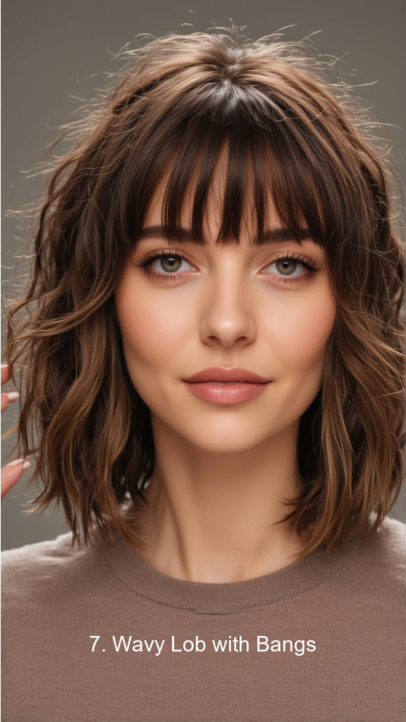 7. Wavy Lob with Bangs