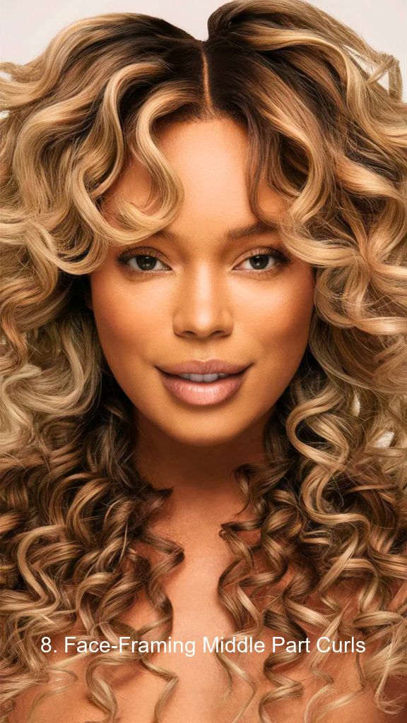8. Face-Framing Middle Part Curls