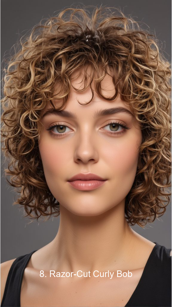 8. Razor-Cut Curly Bob