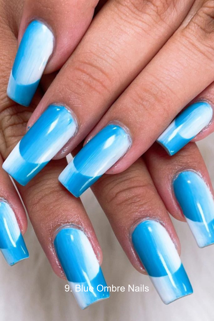 9. Blue Ombre Nails