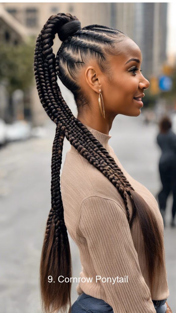 9. Cornrow Ponytail