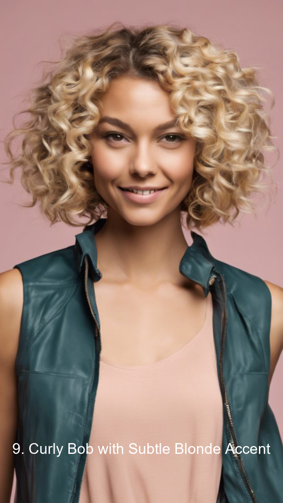 9. Curly Bob with Subtle Blonde Accent