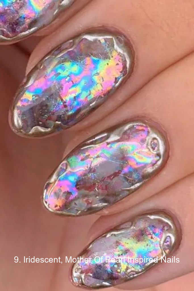 9. Iridescent, Mother Of Pearl Inspired Nails
