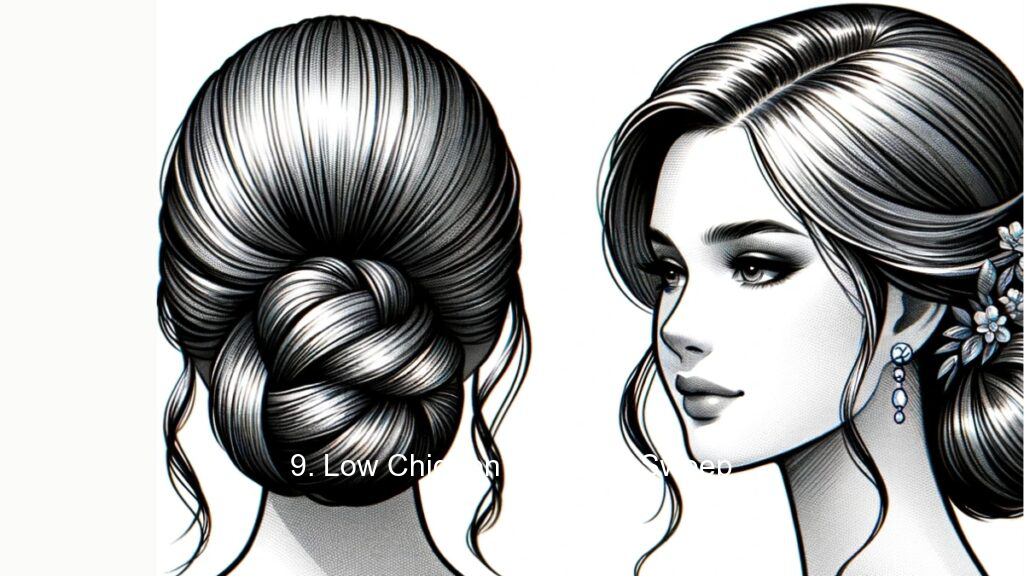 9. Low Chignon with Side Sweep
