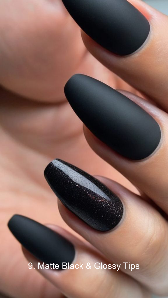 9. Matte Black & Glossy Tips