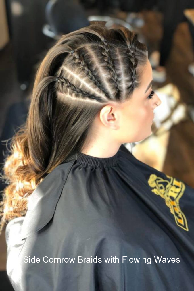 9. Side Cornrow Braids with Flowing Waves