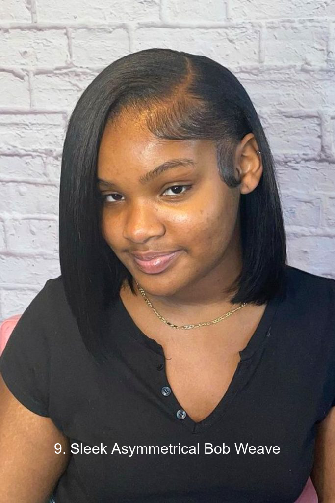 9. Sleek Asymmetrical Bob Weave